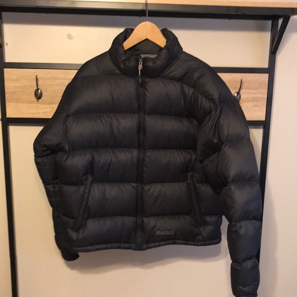 Mens Marmot Black Goose Down Puffy Jacket